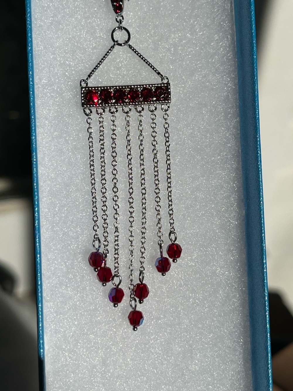Touchstone Crystal $119 RT Value Red Siam Fringe Benefits Pendant Necklace - Picture 11 of 16